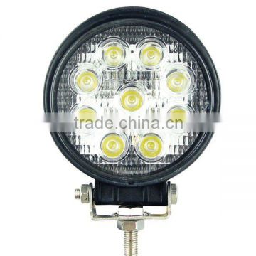 12/24V LED work light 27W round, flood/spot,for Truck, tractor,trailer, offroad driving for Jeep,suv,atv,motorcycle,4X4car,IP67