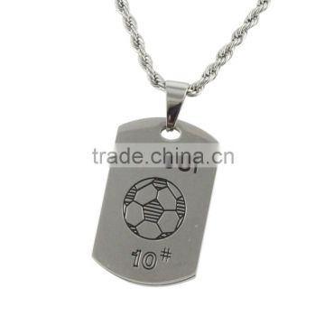 engraved football dog pendant stainless steel pendant for mens