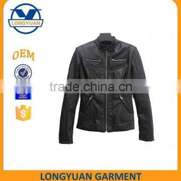 New fashion style motorcycle pu leather jacket for woman