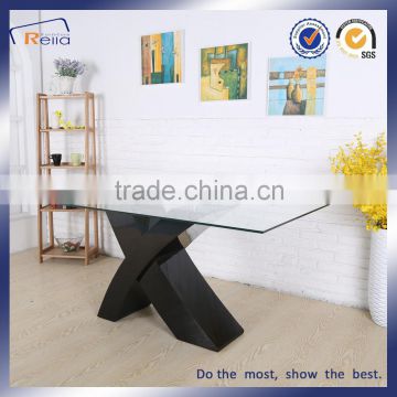 X shaped glass dining table promotion