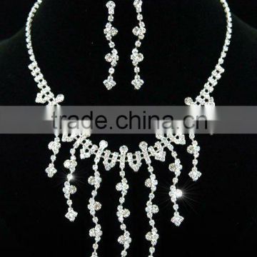 Bridal Crystal Rhinestone Necklace Earrings Set CS1089