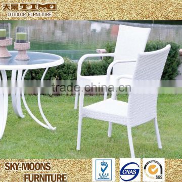 white economic rattan outdoor table and 2 chairs balcony chair furniture(TC054)