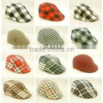 Cap child baby boys and girls spring classic plaid beret cap baby hat cap tide