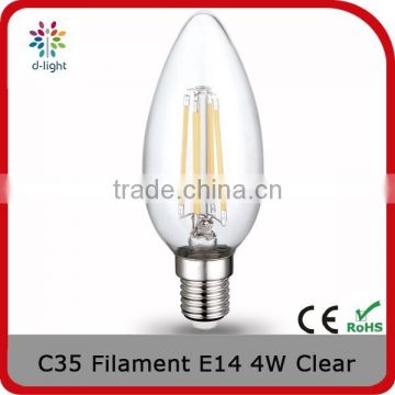 C35 filament 400lm 4w incandescent 30w E14 crystal chandelier for Europe market