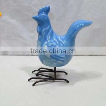 Ceramic blue shiny fighting cock