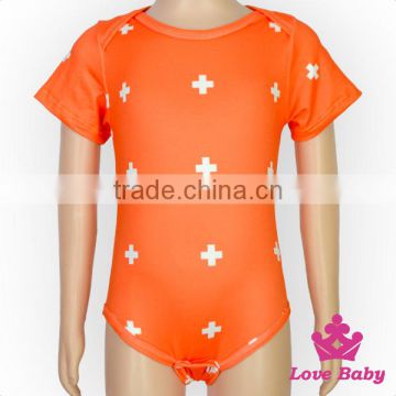 Summer Kids Modeling Clothes Short Sleeve Orange Elastic Cotton Spandex Bodysuit Romper Jumpsuit