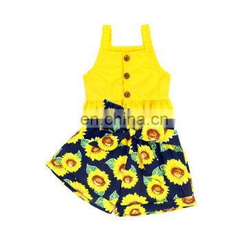 Girls Ruffle Strap Tank Tops And Sunflower Short Pants Baby Ruffle Outfits Girls Boutique Clothing