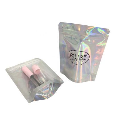 promotional recycled laser holographic packaging bag soft plastic packaging with ear notch bag