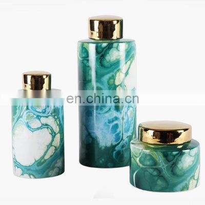 Modern Luxury Ceramic Marble Horse Pattern Decoration Jar