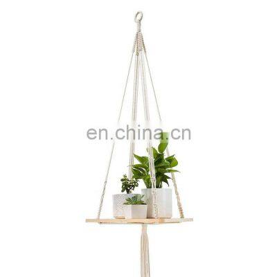 hanging wall shelf Swing Rope Floating Shelf with cotton rope