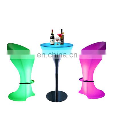PE LED Chair  Portable Bar for Wedding RGB and White light Portable Charging Table Club Tables and Chairs