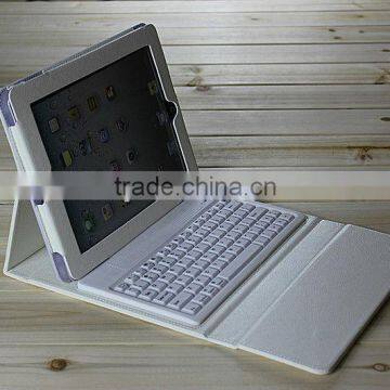 PU white Leather Case Wireless Bluetooth Keyboard for iPad