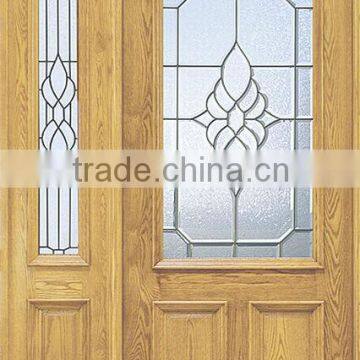 Half Lite Glass Unequal Double Swing Door Designs Exterior DJ-S9113MSO-8