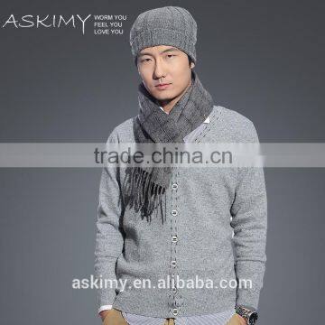 2015 high quality mens 100% cashmere knitted hat