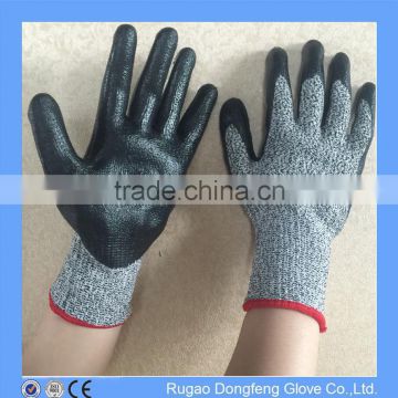 Black Smooth Nitrile Coated 4543 Anti Cut Gloves Mining Safety Grey Cut Resistant Gloves