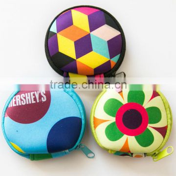 Beautiful small neoprene coin case money bag can customize size and loge, very popular purse bag for change coin