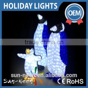 2016 Christmas Decoration Acrylic Led Light Up Penguin Family