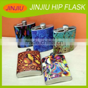 Different logo stainless steel hip flask with full color logo
