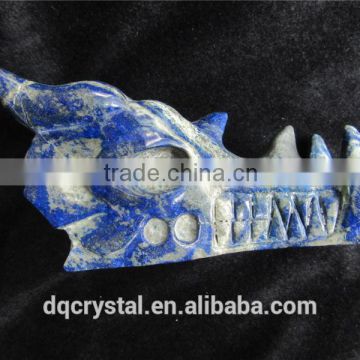 fine delicate lapis lazuli crystal dragon head sculpture for decoration or gift