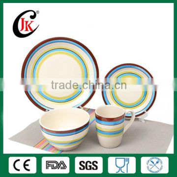 Bright hand painted stripe ceramic dinner set