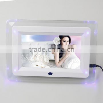 Multimedia SD card type transparent acrylic 7 inch lcd photo digital frame