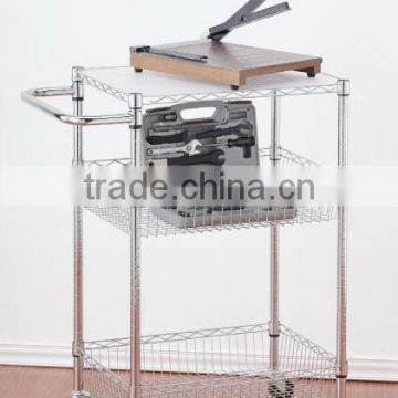 3 Tier Metal Shelf Rolling Cart with Wheels