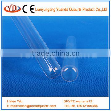 One end domed closed clear quartz glass tube