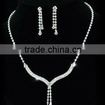 Bridal Crystal Rhinestone Necklace Earrings Set CS1086