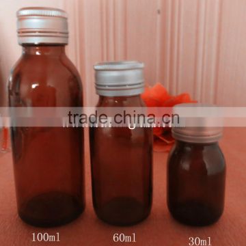 2oz 60ml Amber Oral Liquid Bottle With Aluminium Cap