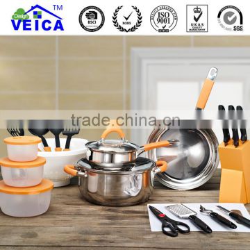 orange,green,red 24 piece cookware set/kitchen accessories/utensil and gadget set