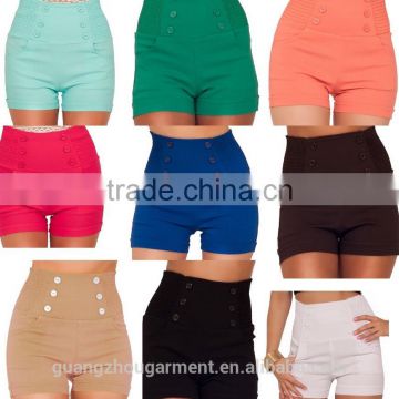 Sophisticated trendy chic front button Vintage high waisted shorts