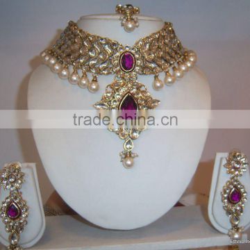 Kundan earring necklace set