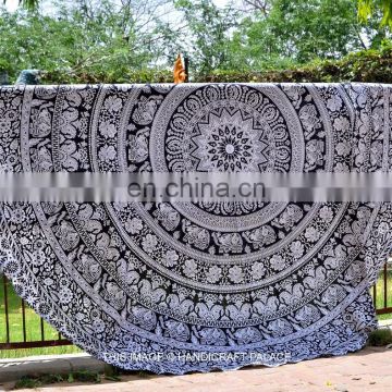 indian hand printed mandala round table cover ssth-86