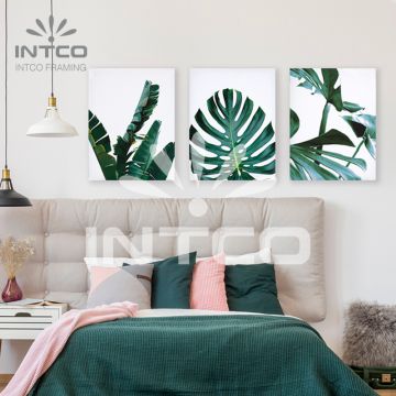 Bedroom Canvas Wall Art Green Tropical Green Leaves Minimalist Watercolor Canvas Painting Bedroom Wall Decor Monstera Plant 3 Pieces Canvas Art Set