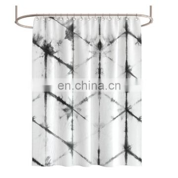 Custom fancy printed polyester water repellent shower bath curtain