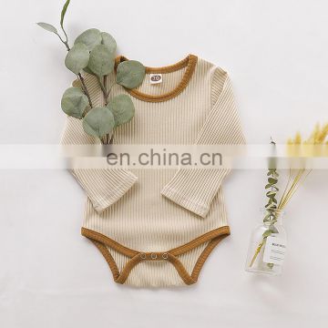 Natural Cotton Rib Onesie Ribbed Long Sleeve Solid Baby