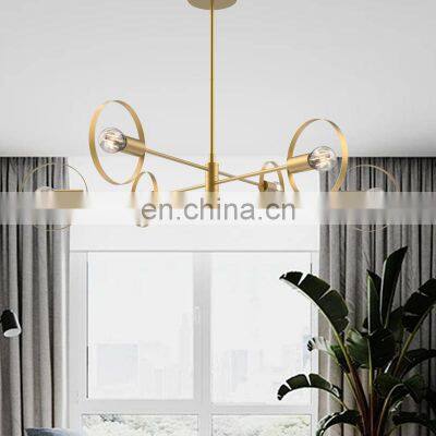 HUAYI Popular Design Wholesale Contemporary Hotel Living Room Dinning Room Gold Black Led Pendant Light