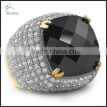 wholesale black rose cut cz gold bling bling ring