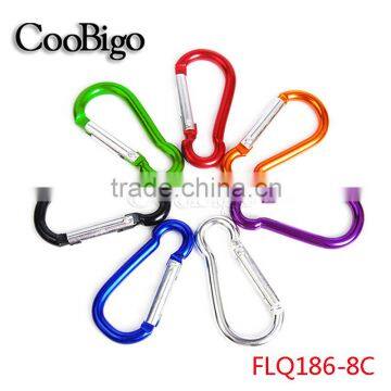 Colorful Aluminum Spring Carabiner Snap Hook Hanger Keychain Hiking Camping #FLQ186-8C(Mix-s)