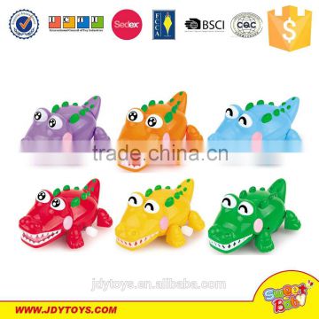 Hot sale 6 asst colors plastic mini wind up cartoon crocodile toy for kids