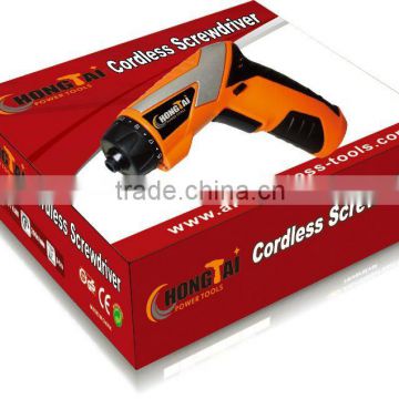 Colorbox packing 3.6Volt/4.8Volt cordless screwdriver with LED light and 23 torque setting