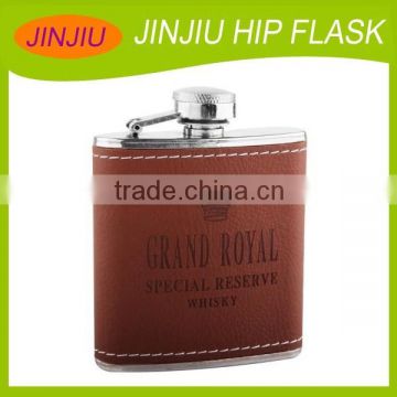 Fashion Stainless Steel Hip Flask With Leather Covered Simple And D ecent