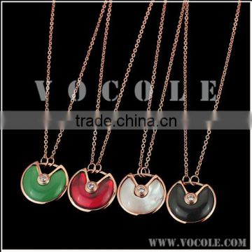 Crystal colorful agate natural stone pendant chain necklace for girls
