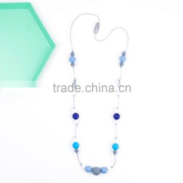 Fashion jewelry Multicolor Round Beads Silicone Teething & Nursing Necklace 'Ophelia' Blues for baby TN078