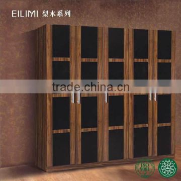 2016 hot sale environmetal protection wood furniture bedroom relatively open six door wardrobe
