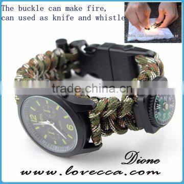 Custom logo Luxury Survival fishing tool kit 550 paracord watch for men