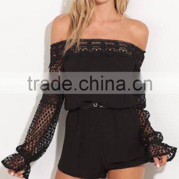 crochet sleeve off shoulder rompers women summer jumpsuit playsuit for