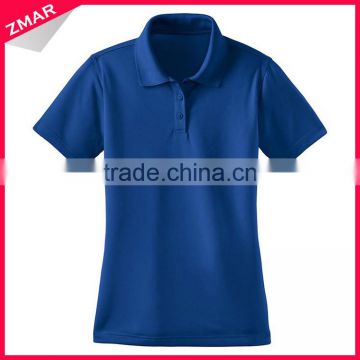 Wholesale Blue Color Women New Design 100% Polyester Plain Dry Fit Polo Shirt