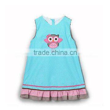 Turquoise Polka Dot Owl Jumper bishop dress