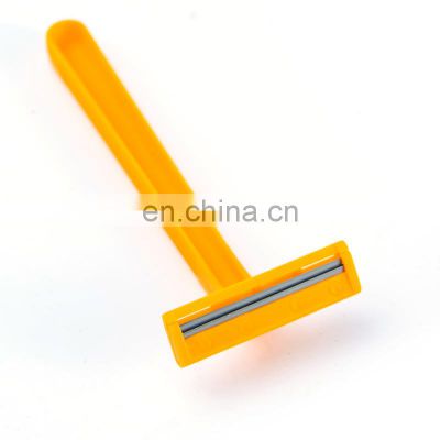 Face razir 2 blades Wholesale fashionable yellow plastic handle razor shaving disposable shavers mens body blade shaver 10pcs